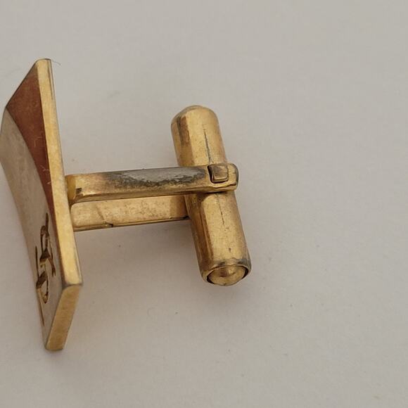 Yves Saint Laurent YSL Gold Tone Rectangle Logo Cufflinks Tie Pin Designer Set - Picture 12 of 12